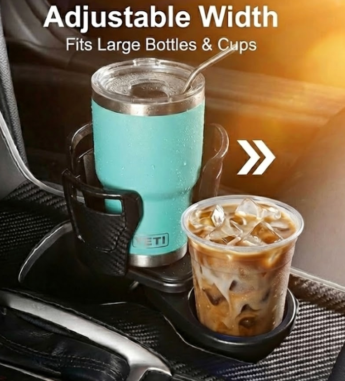 Ultimate 2-in-1 Car Cup Holder Expander (360° Rotation)
