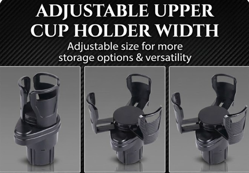 Ultimate 2-in-1 Car Cup Holder Expander (360° Rotation)