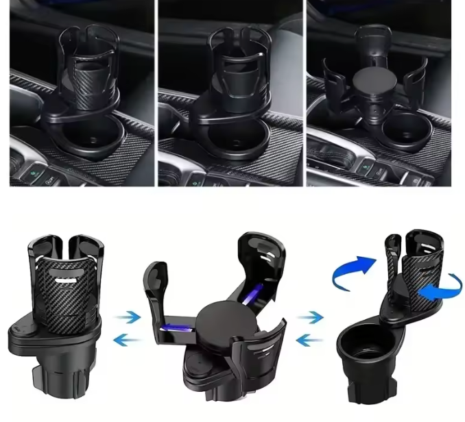 Ultimate 2-in-1 Car Cup Holder Expander (360° Rotation)